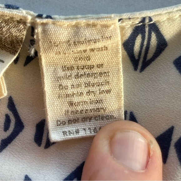 Japa Women's Blue White Dress Size Large  Peasant Boho - Picture 9 of 10